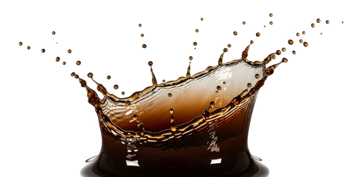 Coffee Splash Crown - 3D Liquid Drop Impact, Brown Beverage Ring, Energy Drink Concept