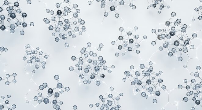 Abstract molecular structure on a light background, close-up for scientific research concept for medical research, nanotechnology and chemistry