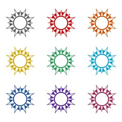 Sun abstract icon isolated on white background. Set icons colorful