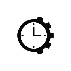 Time Management and Efficiency Gear Clock Icon - Vector Art on White Background
