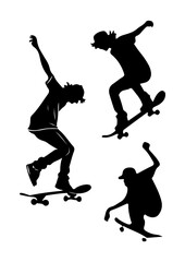 Skateboarder Performing Tricks Silhouettes