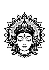 Hindu Goddess or Bodhisattva Face Icon