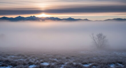 Misty Mountain Sunrise Landscape