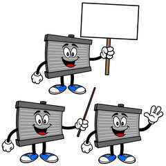 Radiator Mascot Set 01, Hand Drawn illustrations of Radiator Mascots in various poses.