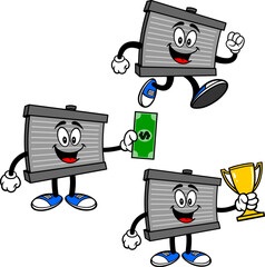 Radiator Mascot Set 03, Hand Drawn illustrations of Radiator Mascots in various poses.