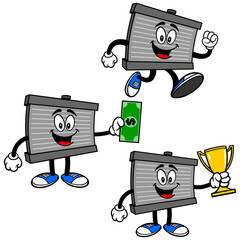 Radiator Mascot Set 03, Hand Drawn illustrations of Radiator Mascots in various poses.