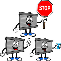 Radiator Mascot Set 02, Hand Drawn illustrations of Radiator Mascots in various poses.