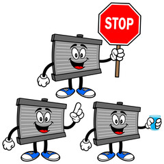 Radiator Mascot Set 02, Hand Drawn illustrations of Radiator Mascots in various poses.