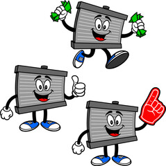 Radiator Mascot Set 04, Hand Drawn illustrations of Radiator Mascots in various poses.