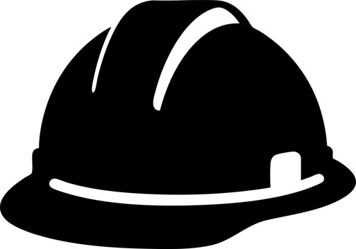 Flat black vector icon of a hard hat safety helmet on white background for safety symbol