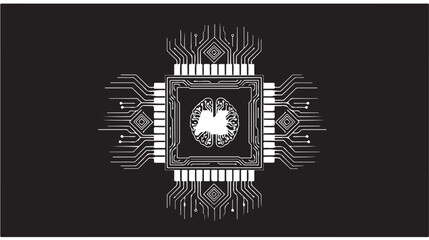 Circuit board with brain illustration artificial intelligence concept vector design for technology and science themes
