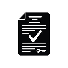 Approved Property Contract Document with Check Mark and Key Icon - Vector Art on White Background