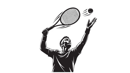 Tennis player serving the ball dynamic vector illustration of an athlete in action isolated on white background