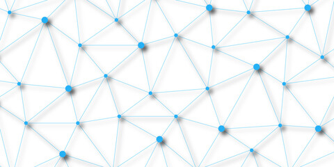 Blue network. futuristic connection technology background with dots and lines for desktop. Structure molecule and communication. Template for science and technology presentation, Vector illustration.	