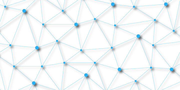 Blue network. futuristic connection technology background with dots and lines for desktop. Structure molecule and communication. Template for science and technology presentation, Vector illustration.	