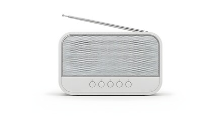 White Retro Radio 3D Render Isolated on White Background for Broadcasting Entertainment
