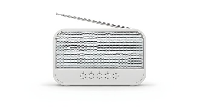 White Retro Radio 3D Render Isolated on White Background for Broadcasting Entertainment