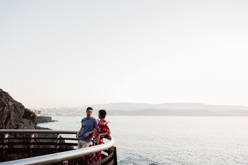 Couple enjoying a coastal viewpoint in Canary Islands