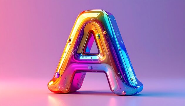 Shiny, multi-colored letter "A" with a smooth, metallic appearance - Powered by Adobe