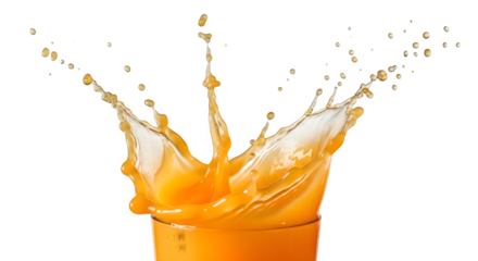 Orange Juice Splash Glass Shape - 3D Liquid Crown, Citrus Drink Pour, Fresh Beverage Concept