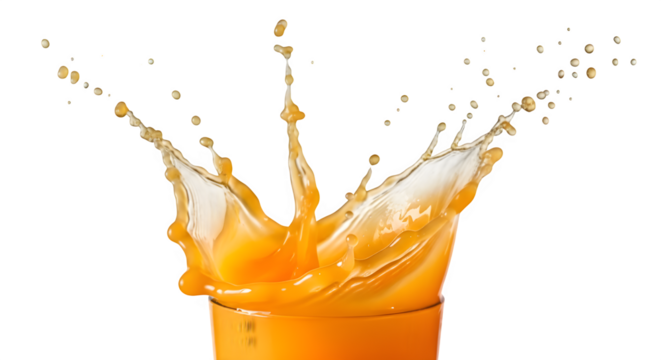 Orange Juice Splash Glass Shape - 3D Liquid Crown, Citrus Drink Pour, Fresh Beverage Concept
