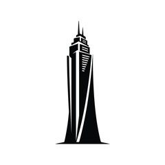 Modern Twisted Design Skyscraper Tower Icon - Vector Art on White Background