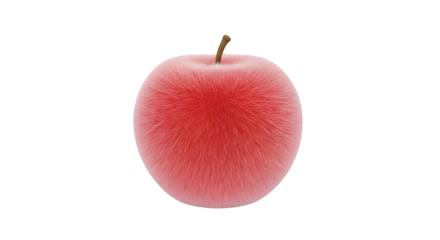 Red Furry Apple - Surreal 3D Fruit Concept, Fluffy Texture Object, Creative Art