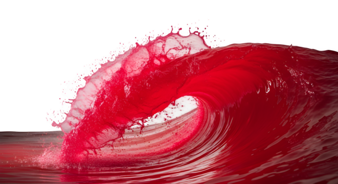 Red Liquid Splash Wave - 3D Wine or Juice Flow, Dynamic Fluid Motion, Abstract Crimson Wave
