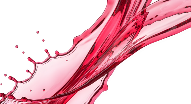 Red Wine Splash Flow - 3D Liquid Pour, Elegant Alcohol Wave, Dynamic Drink Motion Isolated