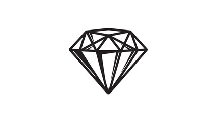 Minimalist diamond icon simple line art vector illustration isolated on white background for jewelry design and luxury concepts