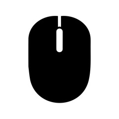 Simple black and white illustration of a computer mouse, used for input