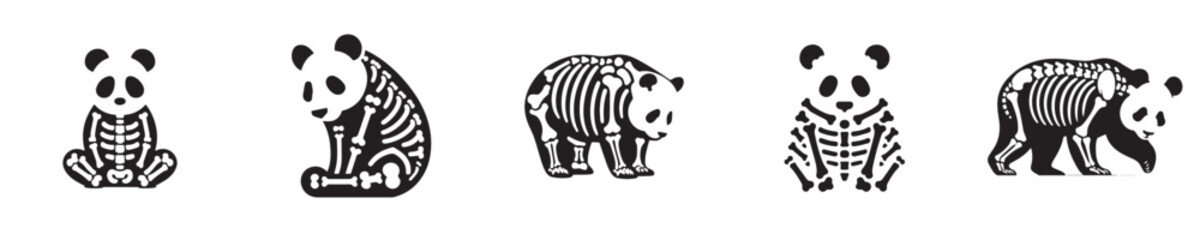 panda skeleton silhouette vector