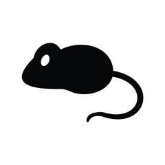 Simple vector illustration of a black mouse with a curved tail
