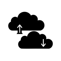 Cloud storage upload and download icons representing data transfer direction