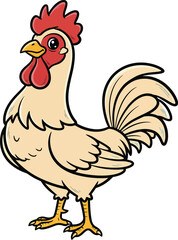 Cute cartoon rooster vector illustration farm animal chicken clipart