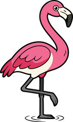 Cute pink flamingo vector illustration cartoon bird design tropical exotic animal graphic