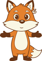 Cute cartoon fox vector illustration adorable fox character for kids wildlife and nature designs