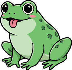 Cute kawaii frog vector illustration happy cartoon amphibian with tongue out green frog character for kids stickers t shirts and more