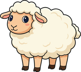 Cute cartoon sheep vector illustration fluffy lamb animal graphic