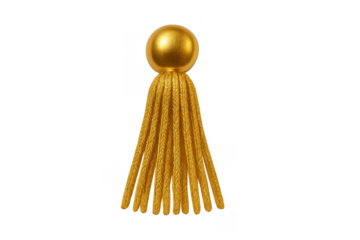 Golden decorative tassel with shiny silk cords