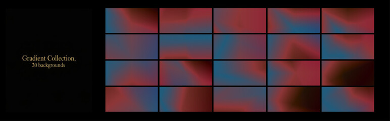 Obraz premium A collection of gradients, cool iridescent tones, abstract backgrounds, dark backgrounds. natural and calming tones, modern background set 