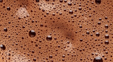 Close-up of rich brown liquid with bubbles and foam texture, creating an inviting and warm atmosphere, perfect for beverage-related concepts and culinary themes