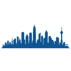 Obraz premium Blue cityscape skyline silhouette vector art