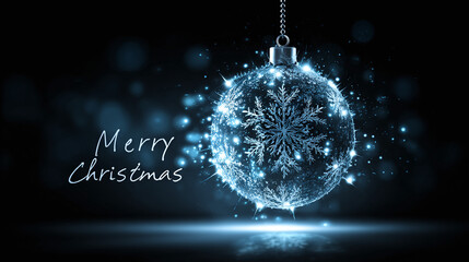christmas greeting card with digital glowing christmas ball illustration
