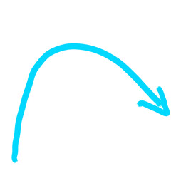 Blue Hand-Drawn Diagonal Arrow Pointing Up and Right – Growth Brush Style