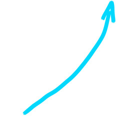 Blue Hand-Drawn Arrow Pointing Up – Growth and Success Brush Style