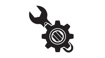 Wrench and gear icon simple flat vector illustration for repair and maintenance services isolated on white background