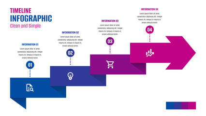 Modern and colorful timeline infographics options banner. Four options infographic. Four items infographic. 4 steps infographic. Timeline infographic
