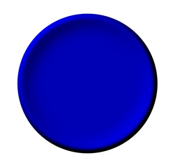 A simple yet bold three-dimensional blue sphere or button isolated against a stark white background.