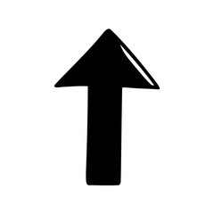 A simple, handdrawn black upward arrow on a clean white background